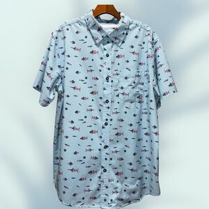 Magellan Outdoors Fish Gear Shirt Mens Blue Patriotic Print size M